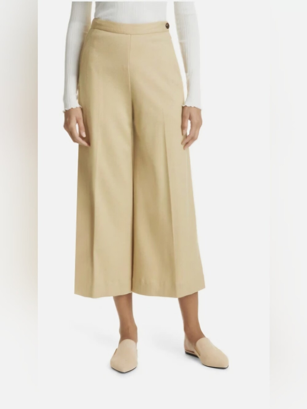 NWT Vince Wool Blend Tan Wide Leg Flat Front Culottes with Pockets Sz 6